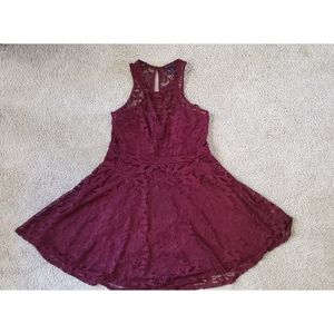 Fit and Flare Burgundy Dress